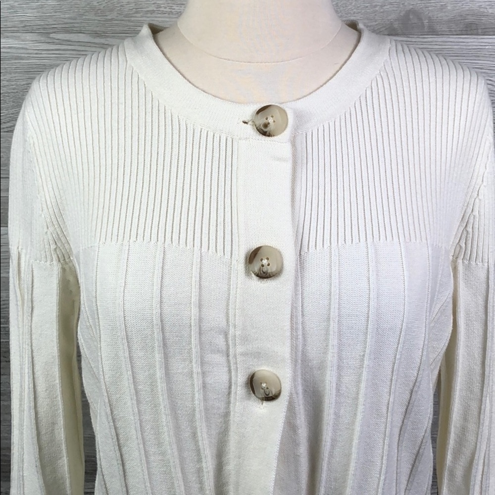 Eddie Bauer Cream Crop Cardi Knit Cotton Sweater - Picture 7 of 10